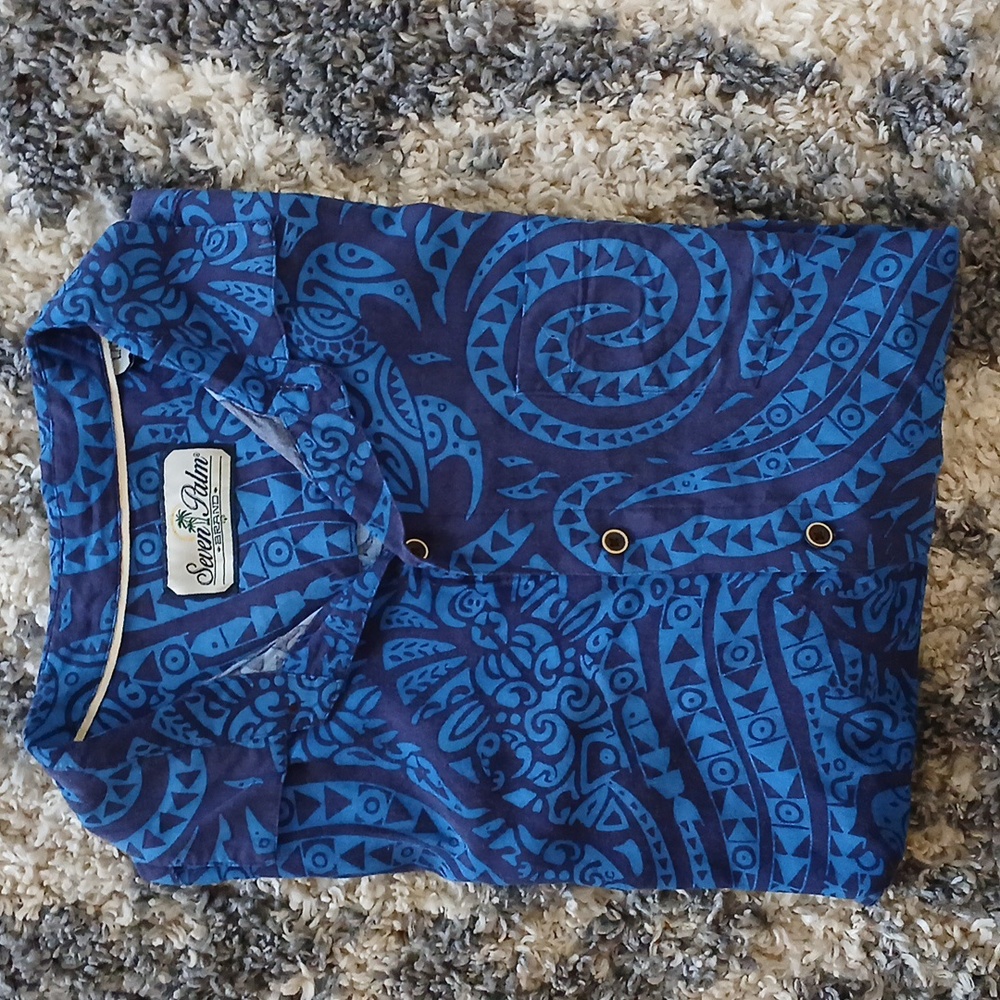 Seven Palm Button Down Shirt   Size Large